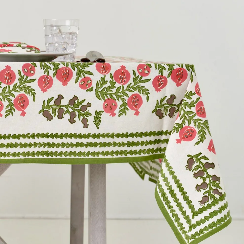 Pom Bells Fern & Poppy Tablecloth
