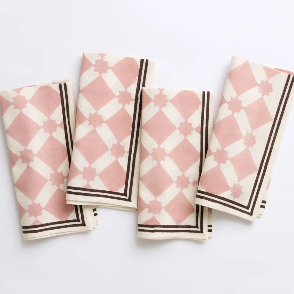 India Hicks Home Latticework Blush Napkin | Set of 4