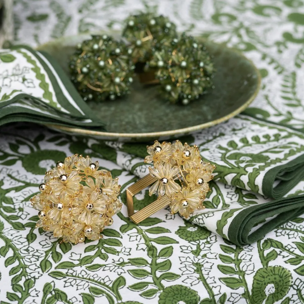 Champagne Bouquet Beaded Napkin Ring | Set of 4