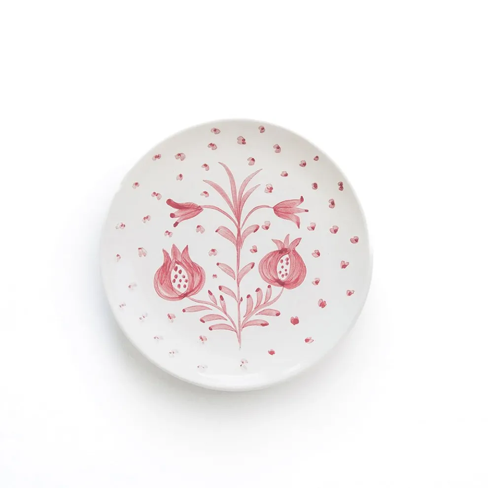 Pomegranate Duet Rose Appetizer Plate | Set of 4