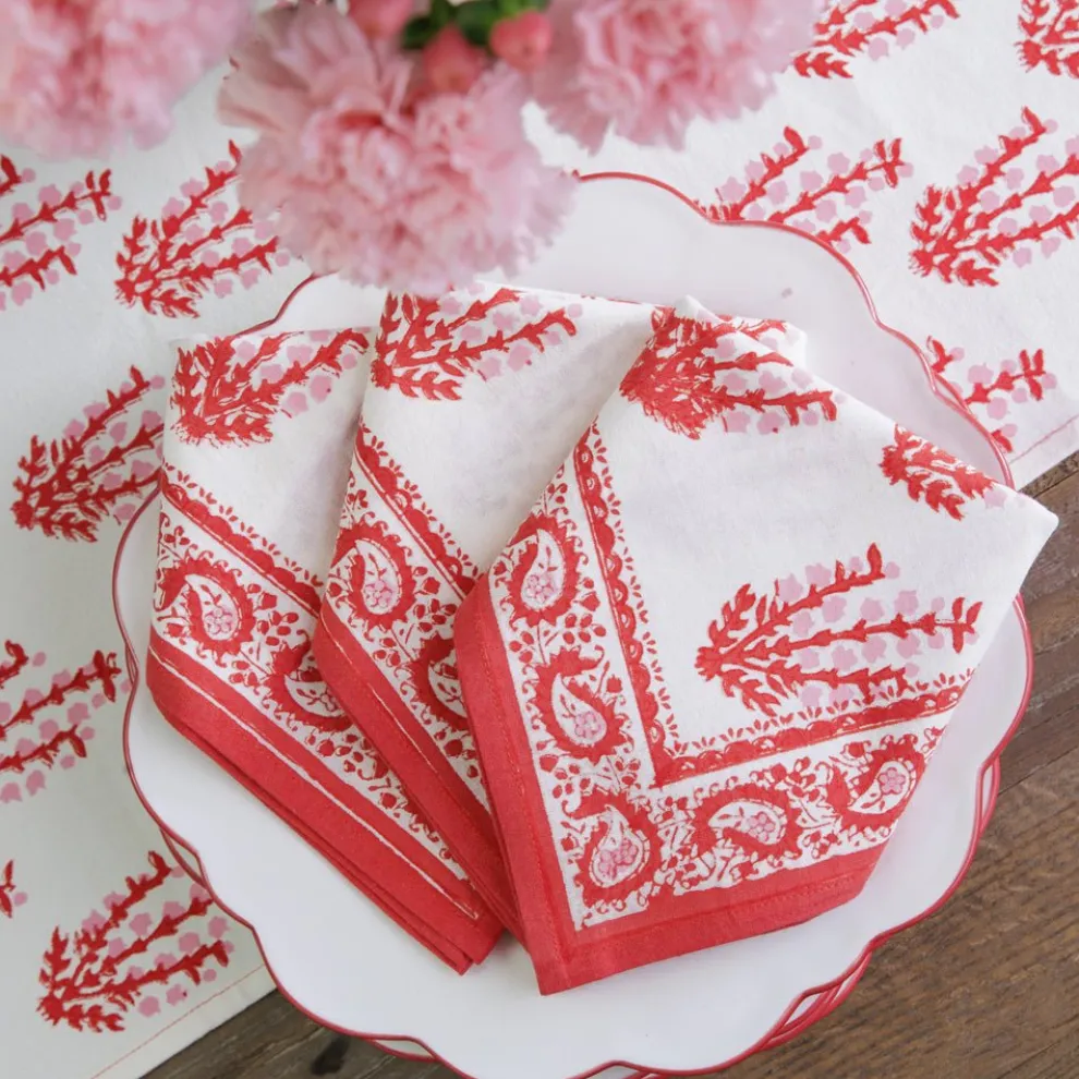 Sagar Red & Pink Napkin | Set of 4