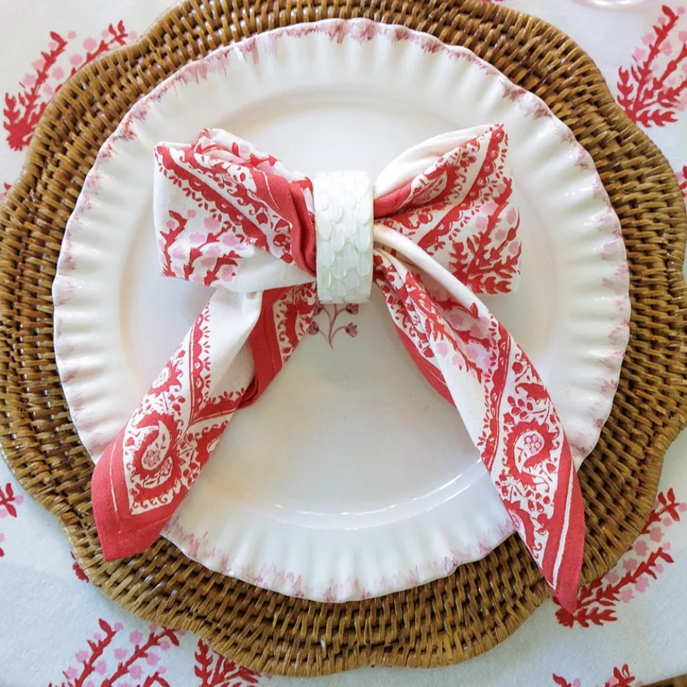 White Round Resin Beaded Napkin Ring | Set of 4