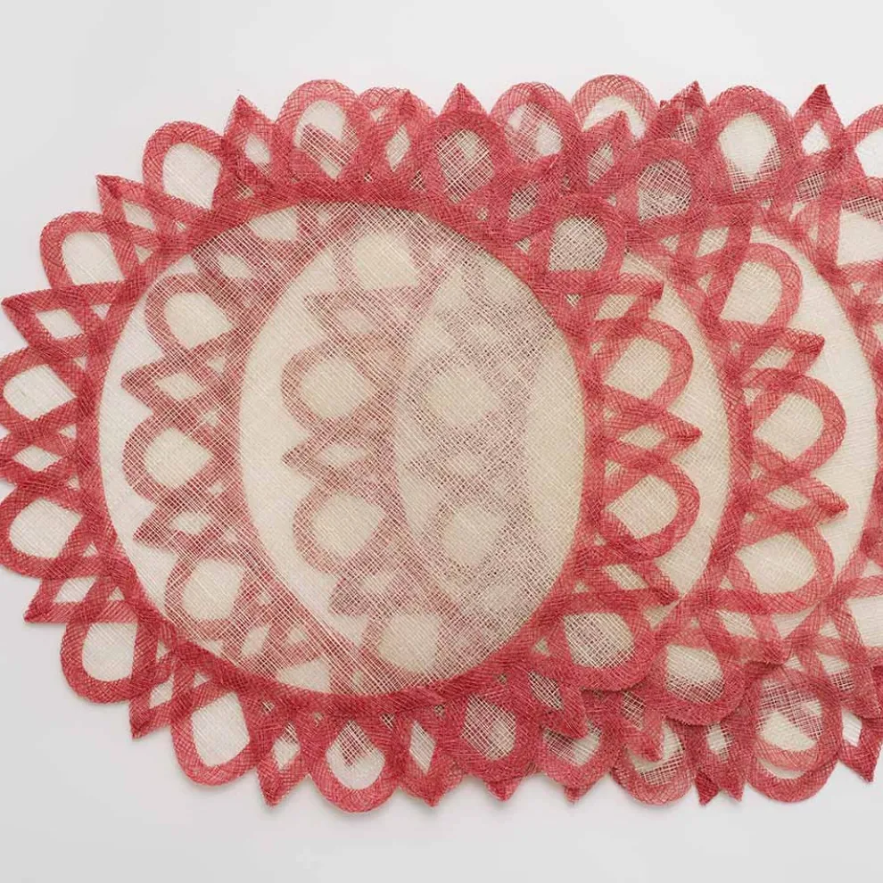 Red Bordered Round Woven Easy Care Placemats