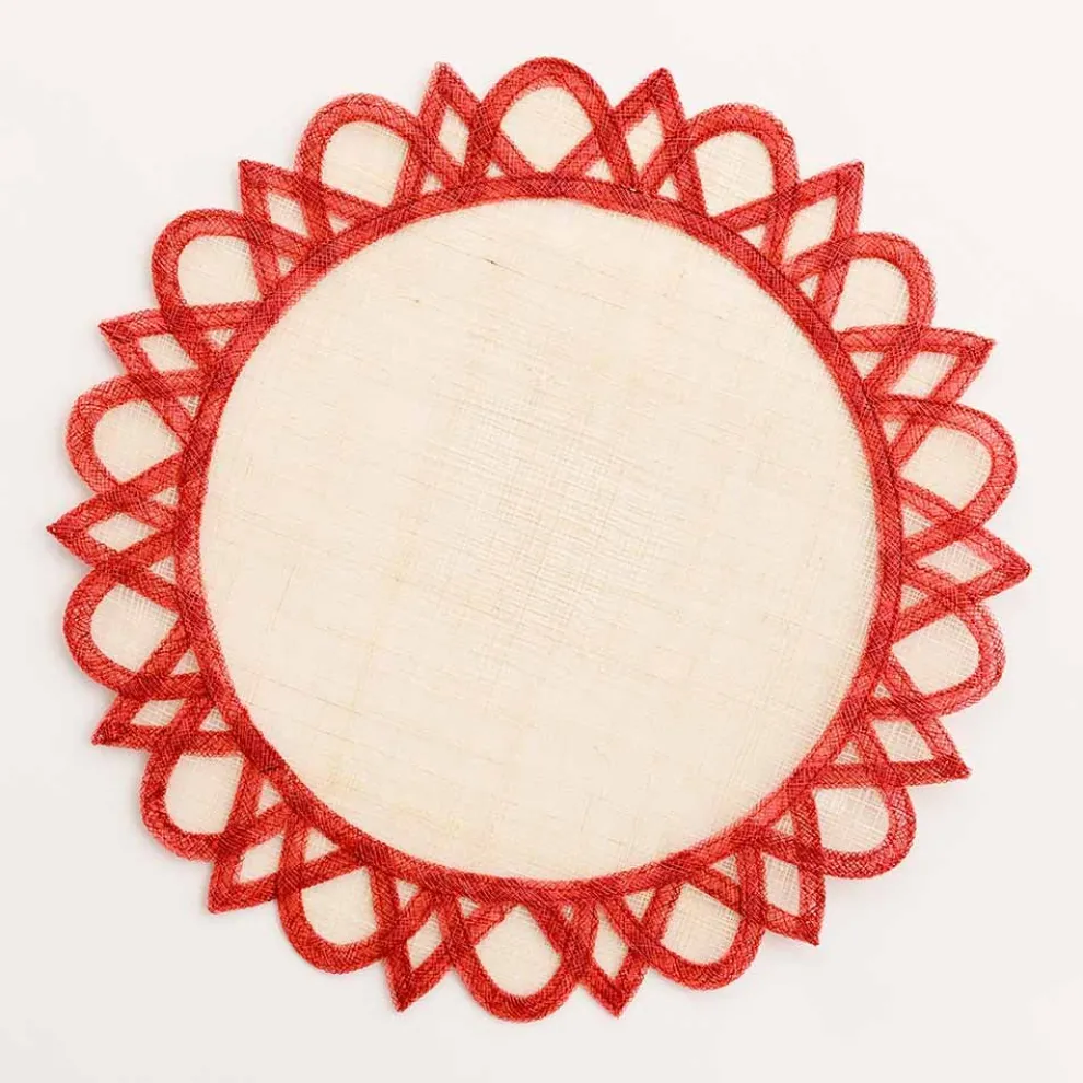 Red Bordered Round Woven Easy Care Placemats