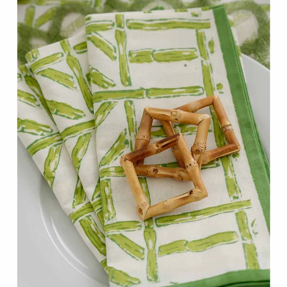 Square Bamboo Napkin Rings | Set of 4