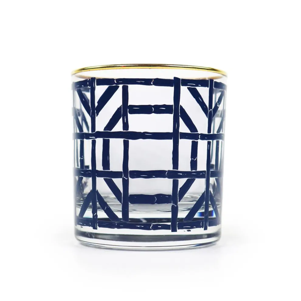 Navy Bamboo Bourbon Glass | Set of 4