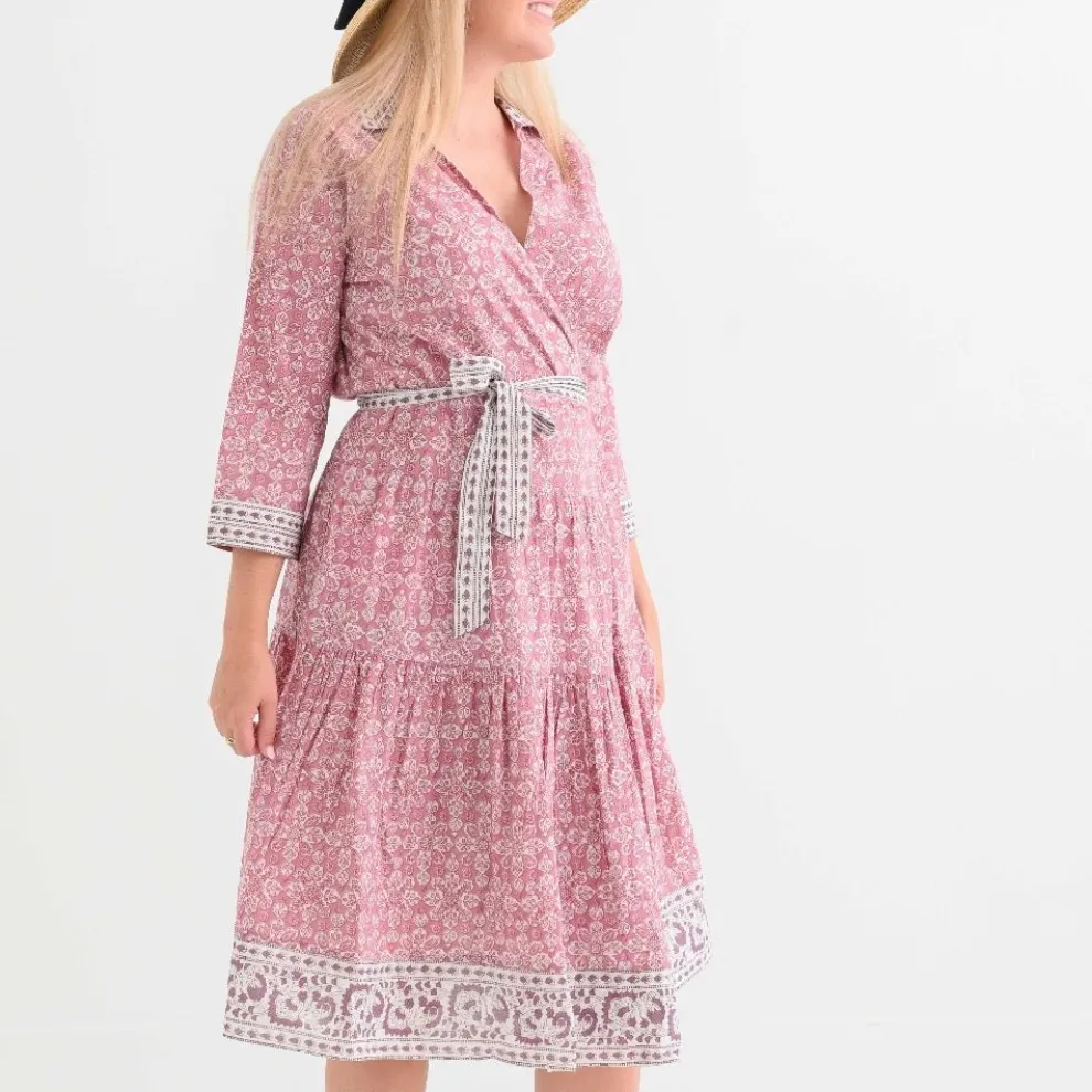 Tulip Sundial Mauveglow Collared Wrap Dress