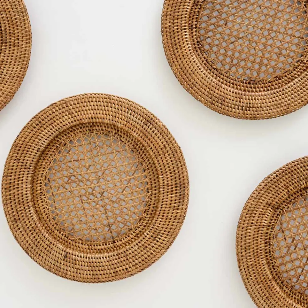 Woven honey rattan charger