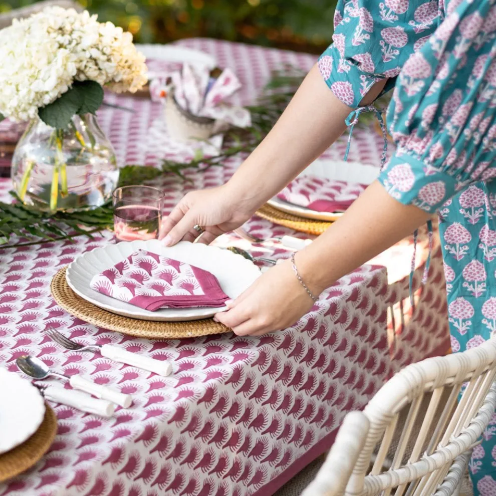 Geo Feather Fuchsia Napkin | Set of 4