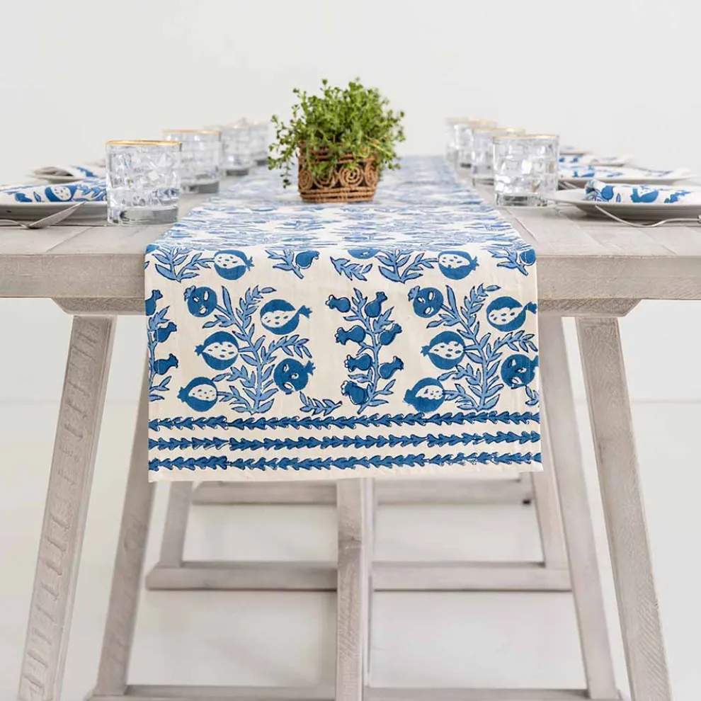 Pom Bells Wedgewood Table Runner