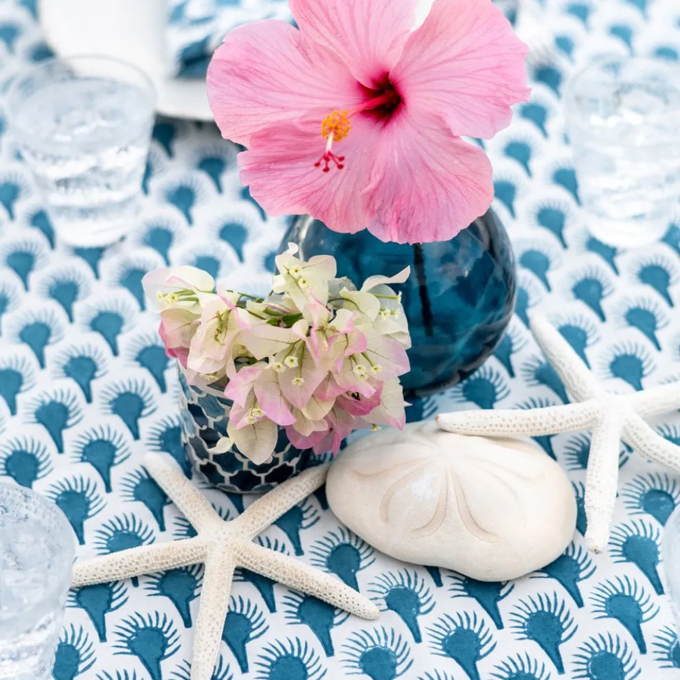 Geo Feather Teal Tablecloth