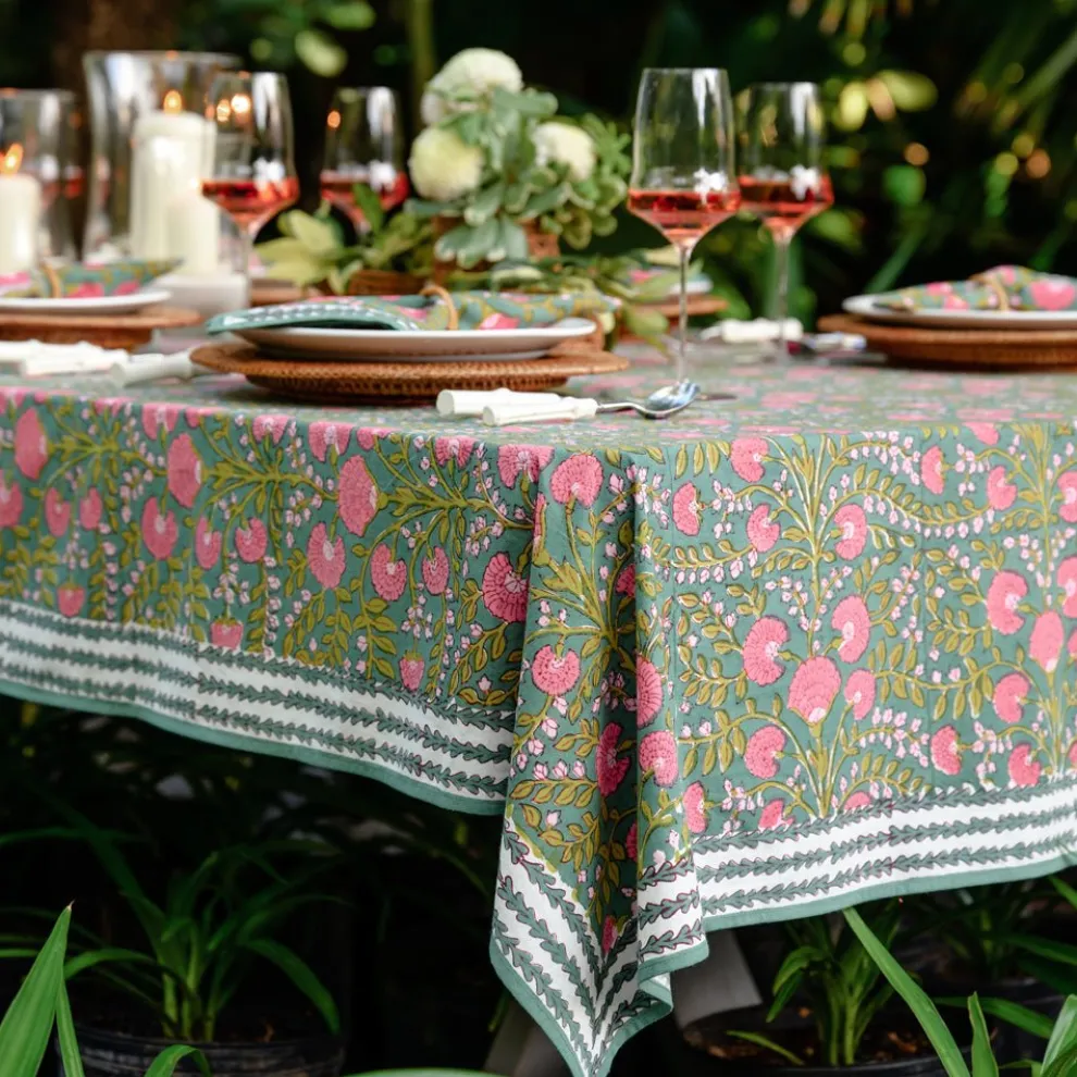 Cactus Flower Jade Tablecloth