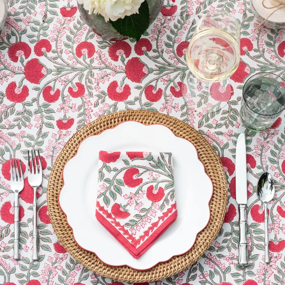 Cactus Flower Scarlet & Rose Napkin | Set of 4