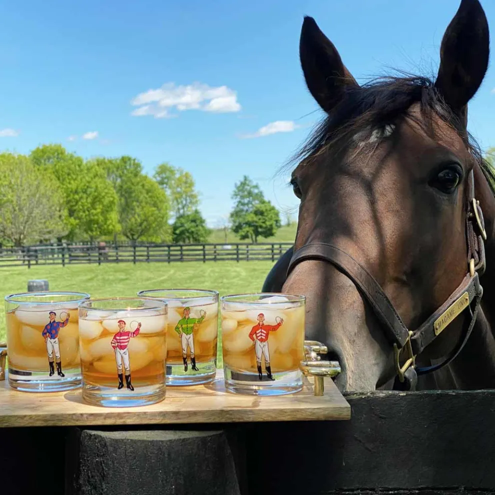 Classic Jockey Silks Bourbon Glass Mixed Set of 4