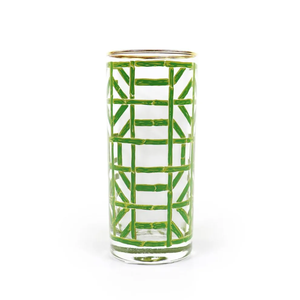 Green Bamboo Highball Glass | Set of 4