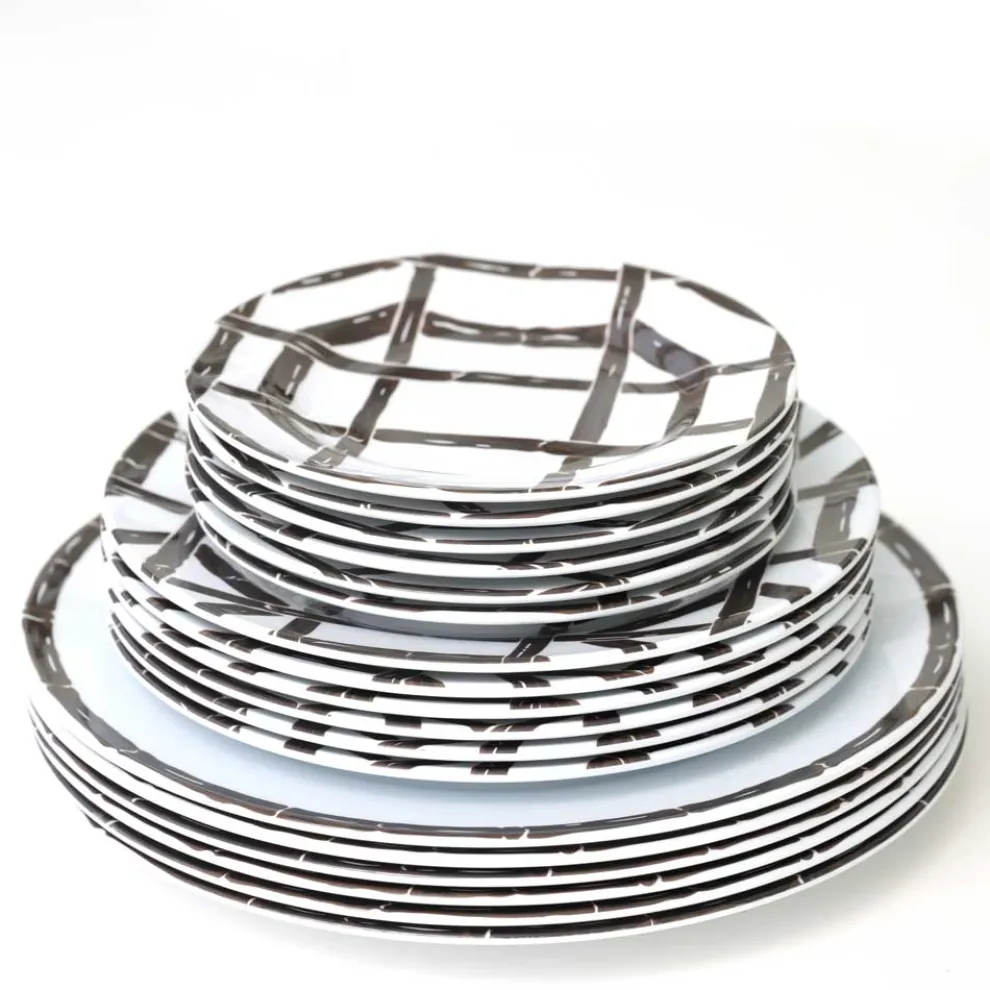 Brown Bamboo Melamine Dinner Plate | Set of 6
